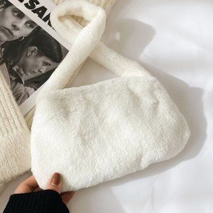 White Fluffy Shoulder Bag